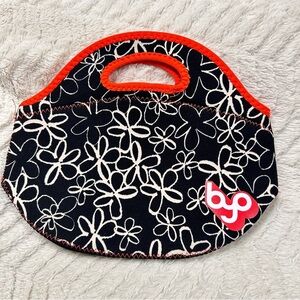 BYO Rambler Insulated Neoprene Lunch Bag Black & White Orange Trim, Neoprene